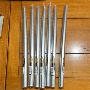 NWT Silver 14.5” Elegant Taper Candles, Group of 7